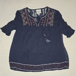 🎁Knox Rose Navy Blue Lace Blouse Size XS